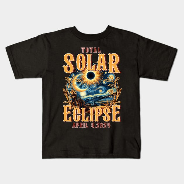 Total Solar Eclipse Souvenir 2024 Path of Totality Souvenir Kids T-Shirt by inksplashcreations